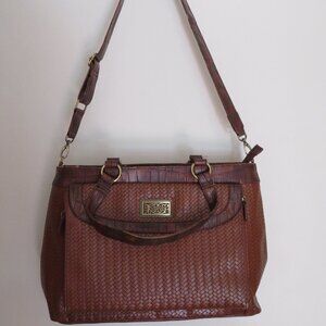 Vintage Coldwater Creek | Brown Woven Laptop Computer Messenger Bag Cottagecore